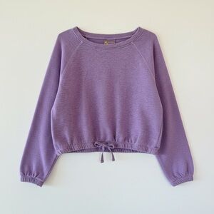 Zella Girl Purple Drawstring Hem Sweatshirt Pullover Raglan Top Size 7/8